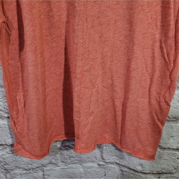 Free People We The Free Heathered Coral Raw Hem Basic Tee - Picture 9 of 11